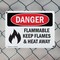 Signmission Flammable Keep Flames And Heat Away Danger Sign, Plastic, 10in W x 7in L, 2PK OS-2PACK-DS-P-710-L-1259 - alternate 2